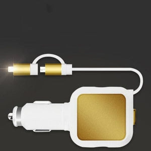 2 in 1 Dual USB Car Charger - Retractable Lead - Eminence International